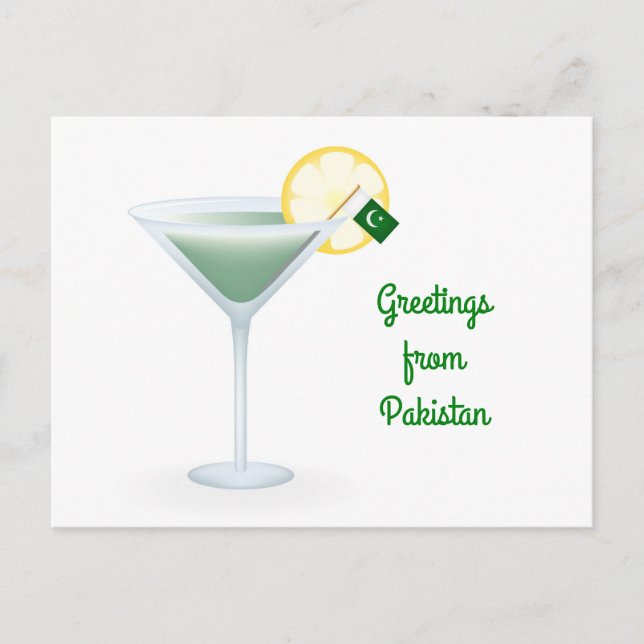 Hälsningar från vykort för Pakistan coctailhelgdag (Framsida)
