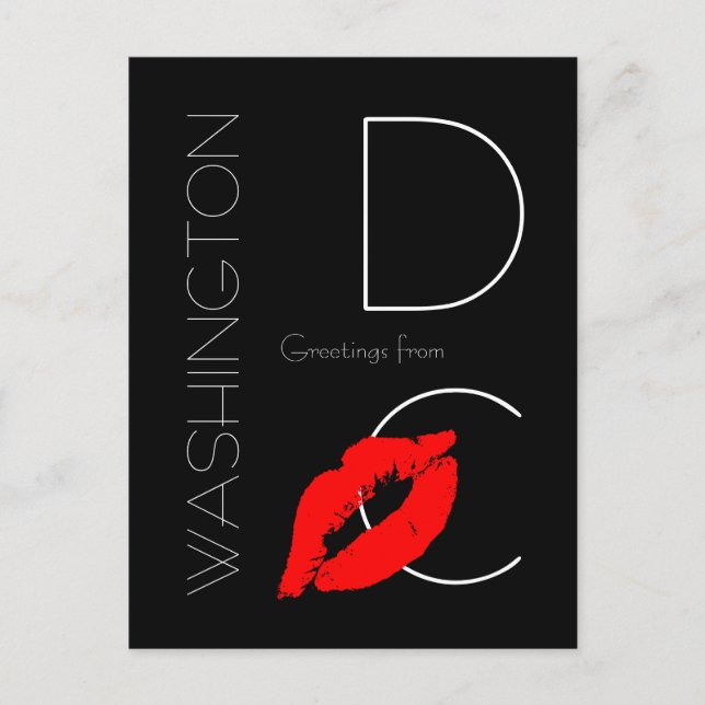 Hälsningar från Washington D.C. Röd läppstift Puss Vykort (Framsida)