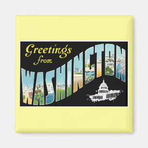 Hälsningar från Washington D.C.! Vintagevykort Magnet
