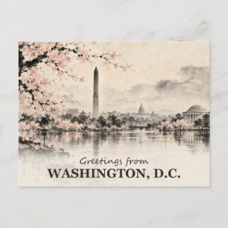 Hälsningar från Washington DC bläcktvätt vykort