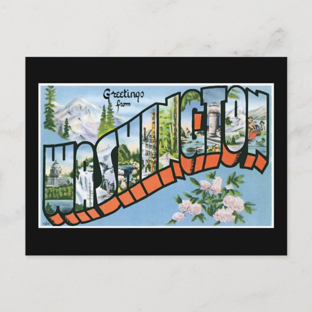 Hälsningar från Washington!  Retroroadtripp Vykort (Framsida)