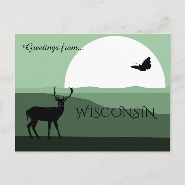Hälsningar från Wisconsin Frodiga Gröna Jordtoner Vykort (Framsida)