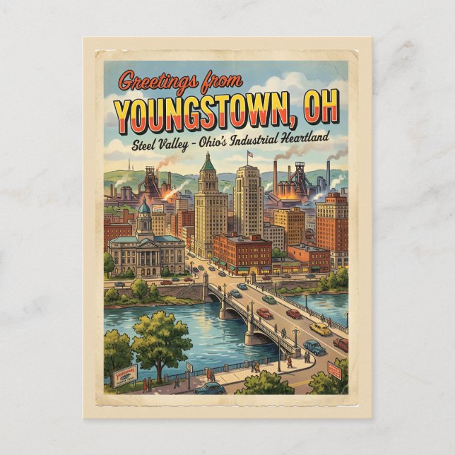 Hälsningar från Youngstown OH  Vykort (Framsida)