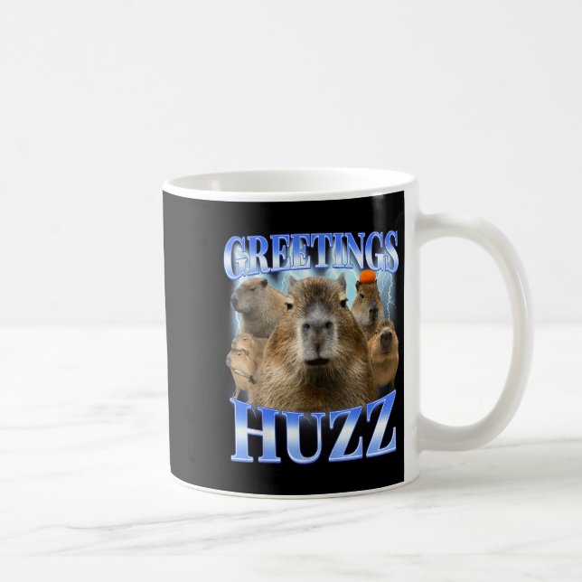Hälsningar huzz kapybara för gen z gen alpha män kaffemugg (Höger)