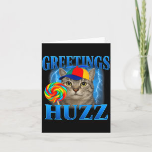 Hälsningar Huzz Rolig Katt Meme Design För Män Kvi Kort