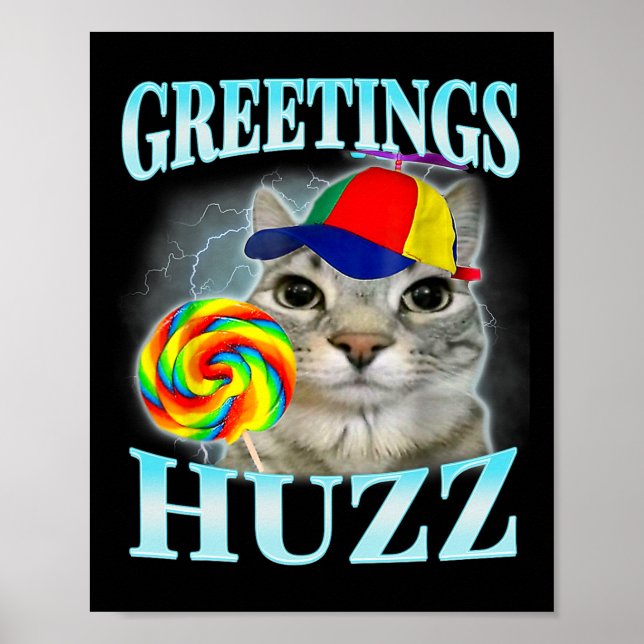 Hälsningar Huzz Roligt Gen Z Gen Alpha Slang Meme  Poster (Framsidan)