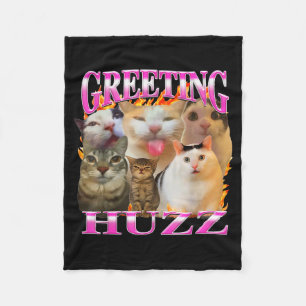 Hälsningar Huzz Roligt Katt Meme Bootleg Grafisk H Fleecefilt