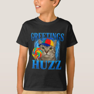Hälsningar Huzz Roligt Katt Meme Design För Män Kv T Shirt