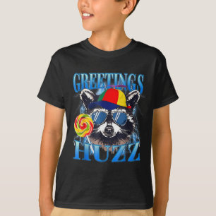 Hälsningar Huzz Tvättbjörn Meme Kaos Humör Vågor T Shirt