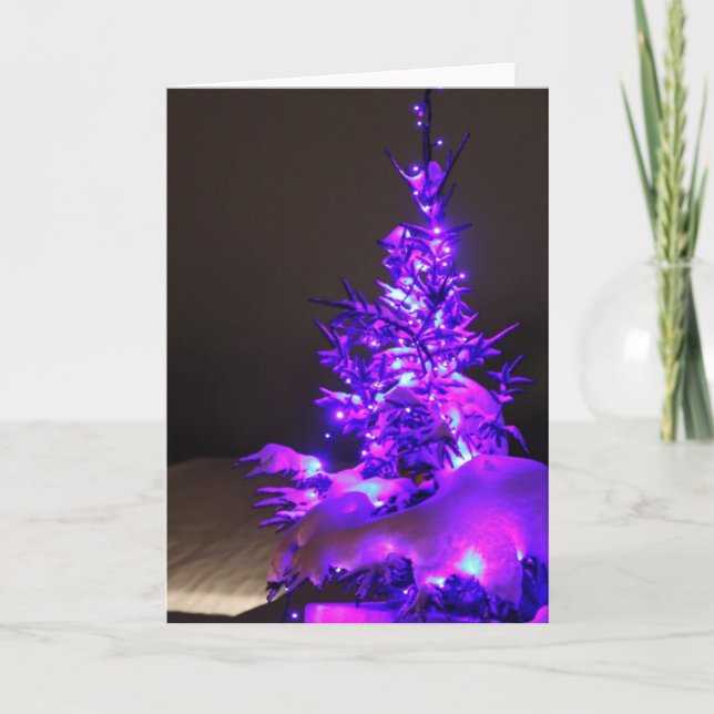 HälsningKort-Jul träd i Violet Helgkort (Framsida)