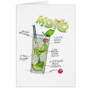 HÄLSNINGKORT - KONST FÖR MOJITO-RECEPTCOCTAIL HÄLSNINGSKORT