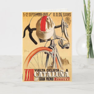 Hälsningkort med den gammala cykeltävlingaffischen kort