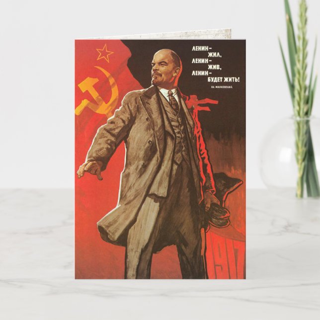 Hälsningkort med det Retro Lenin affischtrycket Kort (Framsida)
