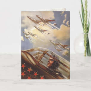 Hälsningkort med gammal USSR flygvapenpropaganda Kort