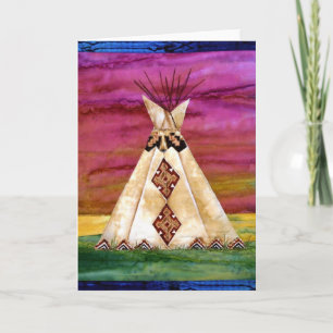Hälsningkort, teepee, indisk design kort