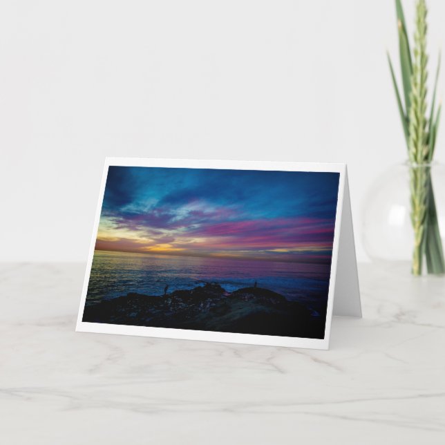 Hälsningkort - vattenfärgsolnedgång kort (Framsida)