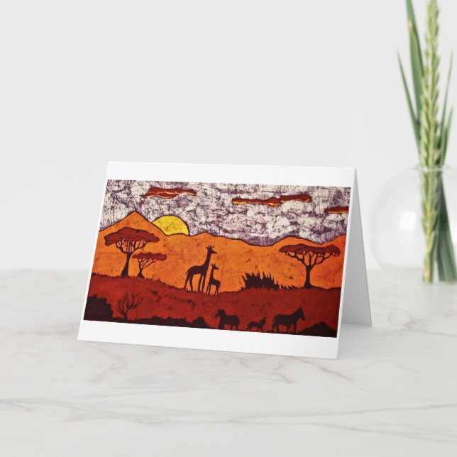 Hälsningkortet med Batik av afrikanen landskap Kort (Framsida)