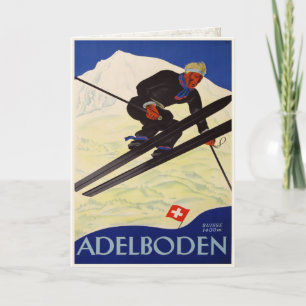 Hälsningkortet med vintage skidar kort