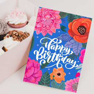 Hälsningskort för Bright Blommigt Birthday Anteckningskort