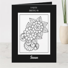 hälsningskort för färgning av Blommigt i grattis p Kort