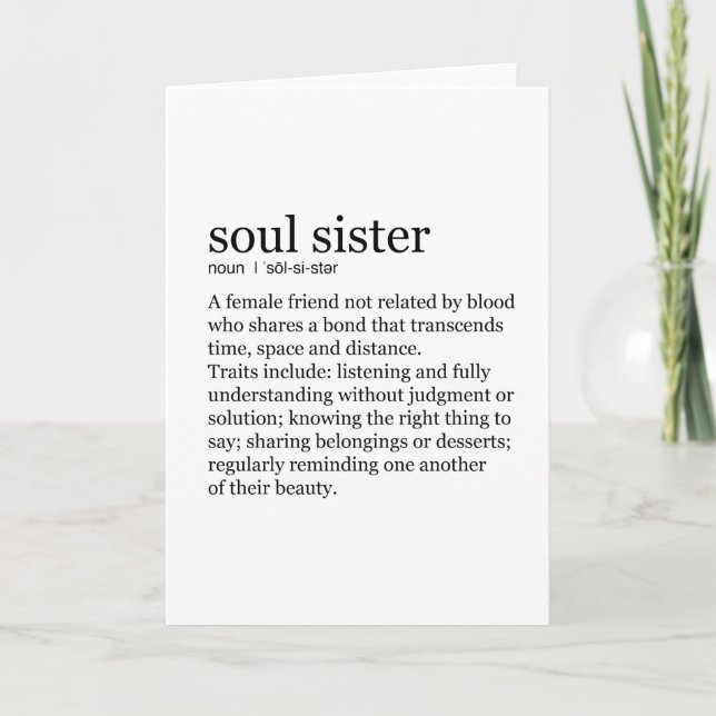 Hälsningskort för lexikondefinition i Soul Sister Kort (Framsida)