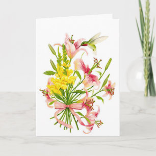 Hälsningskort för rosa blomsterlumpar kort
