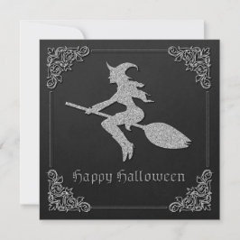 hälsningskort för Silver-flygande Witch Halloween
