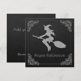 hälsningskort för Silver-flygande Witch Halloween