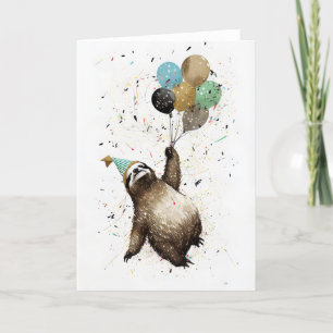 Hälsningskort för Sloth Party Firande Tack Kort