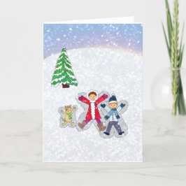 hälsningskort för snö Änglar Helgkort