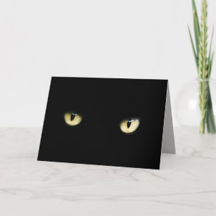 hälsningskort för svart katt öga kort