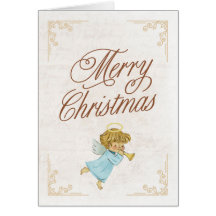 hälsningskort för vintage ängel God jul