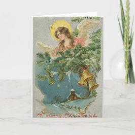 hälsningskort för vintage ängel klockor christmas helgkort