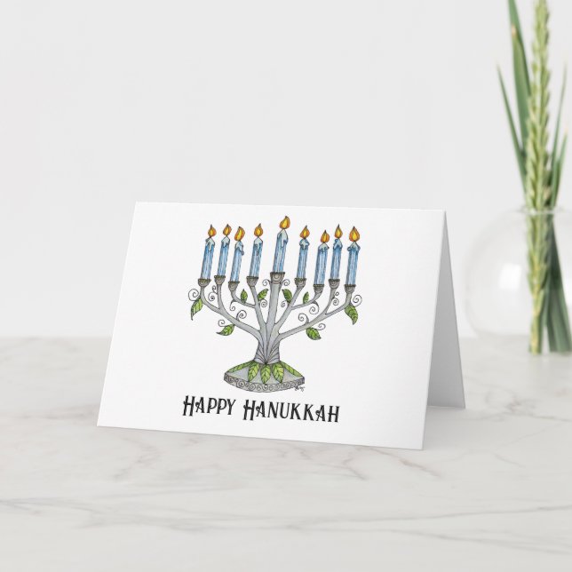 Hälsningskort - Hanukkah Menorah Helgkort (Framsida)