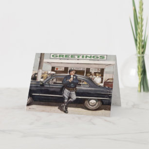 Hälsningskort med Coola Vintage Cop Illustration Kort