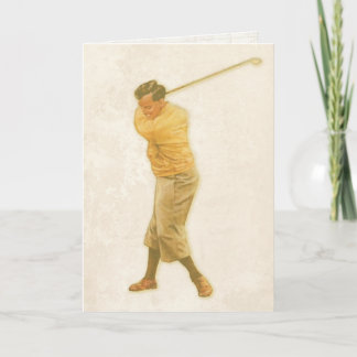 Hälsningskort med Vintage Golf Player Kort
