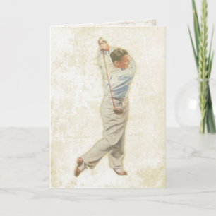 Hälsningskort med Vintage Golf Player Kort
