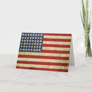 Hälsningskort medVintage-Flagga från USA Kort