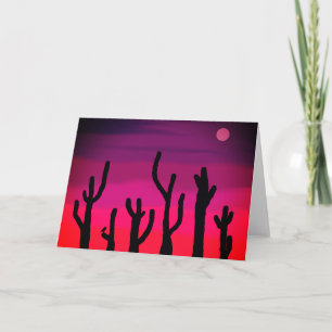 Hälsningskort Saguaro Sunset med Uggla Kort