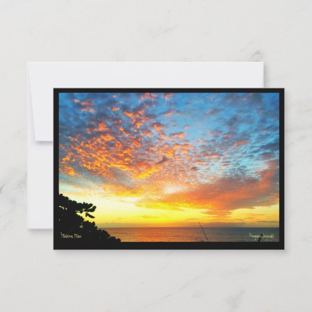 hälsningskort, solnedgång, Makua Cabin, Makena, Ma Kort (Framsida)