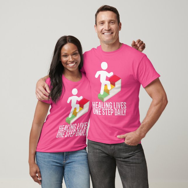 Hälsningsliv, ett steg dagligen t shirt (Unisex)
