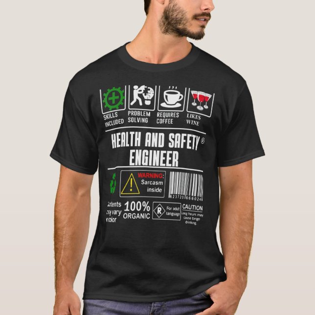 Hälso- och säkerhetsmärkning i Ingenjör, kompetens T Shirt (Framsida)