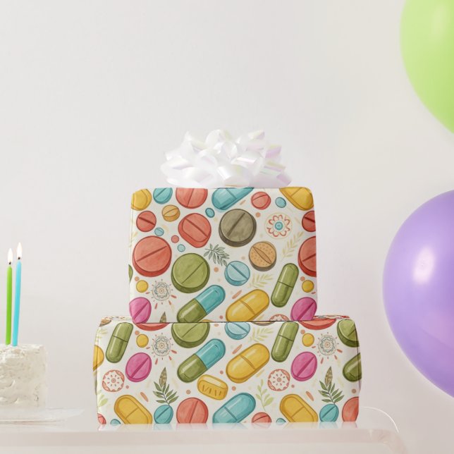 Hälso- och sjukvård och apotek Löv Boho Färg Capsu Presentpapper (Festgåvor)