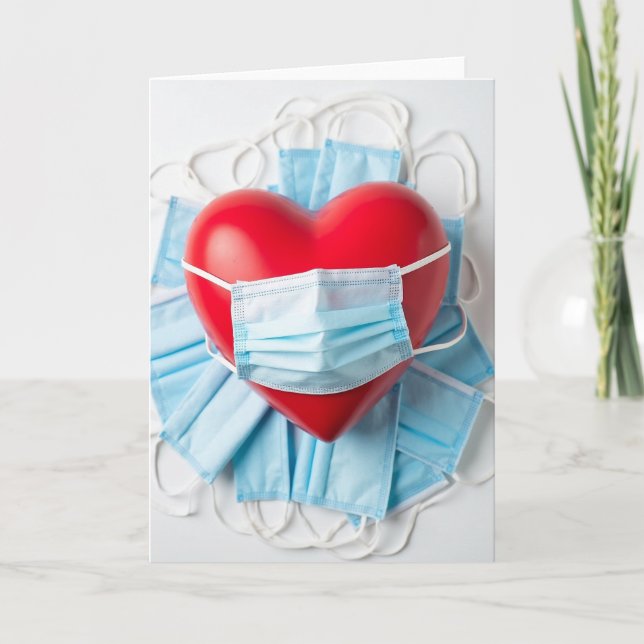 Hälso Säkerhet Hjärta Mask Kort (Framsida)