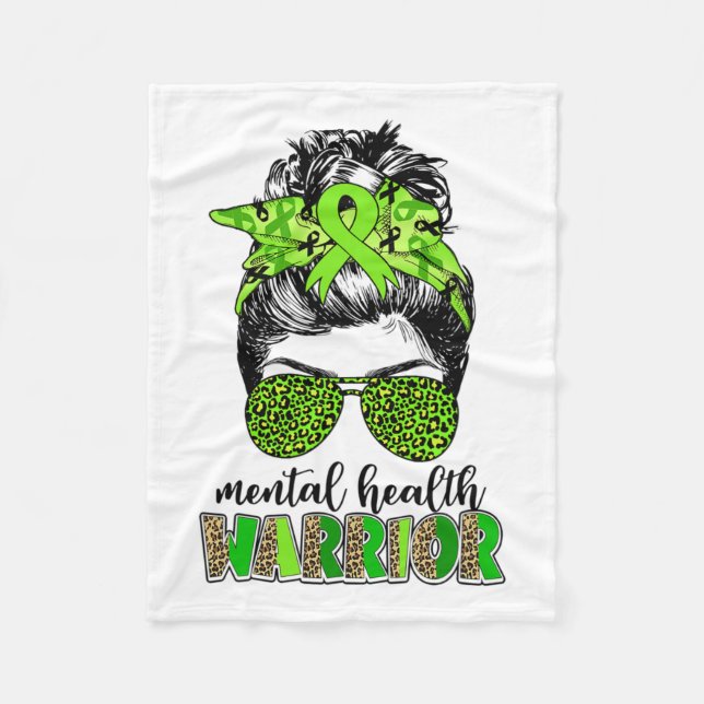Hälsoardsvådaren Messy Bun Mental Health Problems  Fleecefilt (Framsidan)