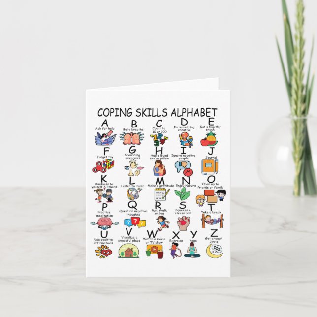 Hälsofärdigheter Alphabet School Lacher Kids Kort (Framsida)