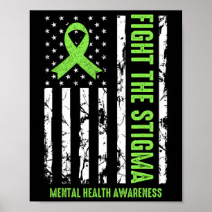 Hälsoflikar USA flagga Vi Bära Grönt Psykisk hälsa Poster