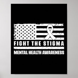Hälsoflikar USA flagga Vi Bära Grönt Psykisk hälsa Poster