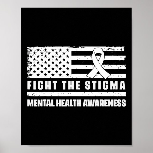 Hälsoflikar USA flagga Vi Bära Grönt Psykisk hälsa Poster (Framsidan)