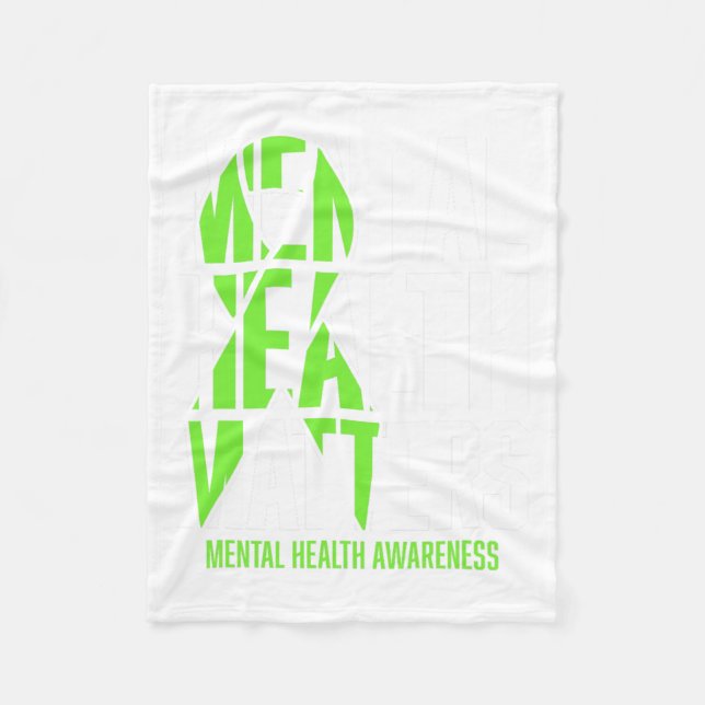 Hälsofrågor Grön Ribon Mental Hälsa Medvetenhet Fleecefilt (Framsidan)